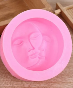 3D Sun Moon Face Soft Silicone Candle Mold