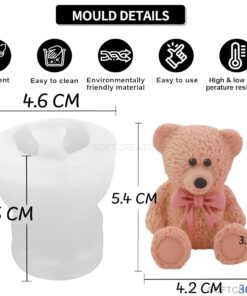 Bow Teddy Bear Silicone Candle Mould