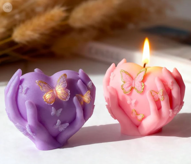 Butterfly heart on Hand Candle Mold - Image 2